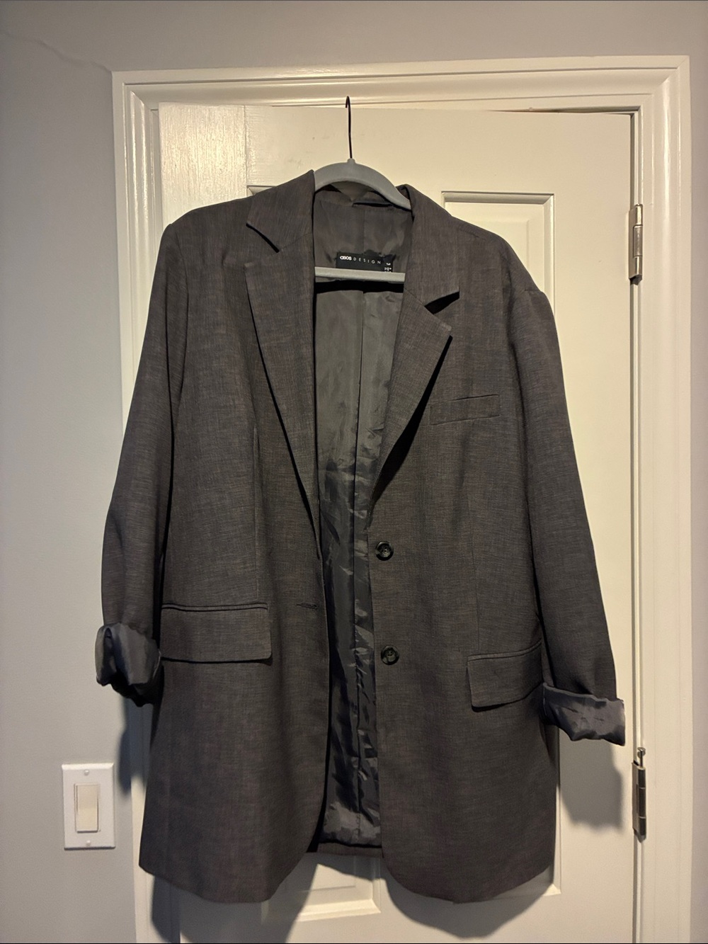 Asos Design Masculine Suit Blazer In Charcoal Gray Size 8 Oversized Notch Collar